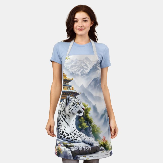 Fantasy Niedlich White Leopard Mountains Schürze (Getragen)