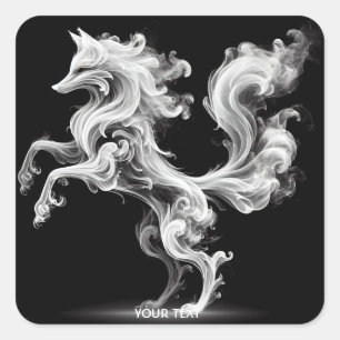 Fantasy Niedlich White Smoke Fox Quadratischer Aufkleber