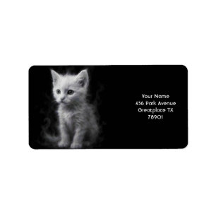 Fantasy Niedlich White Smoke Kitten Adressaufkleber