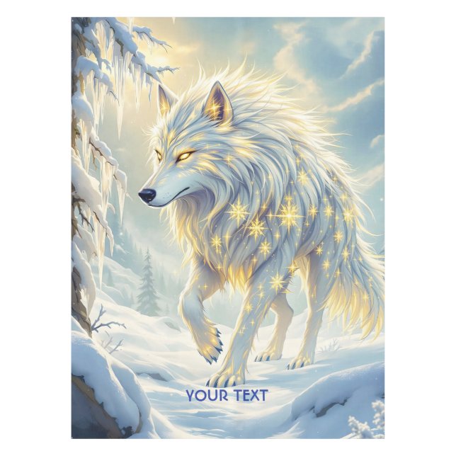 Fantasy Niedlich White Wolf Winter Tischdecke (Vorderseite)