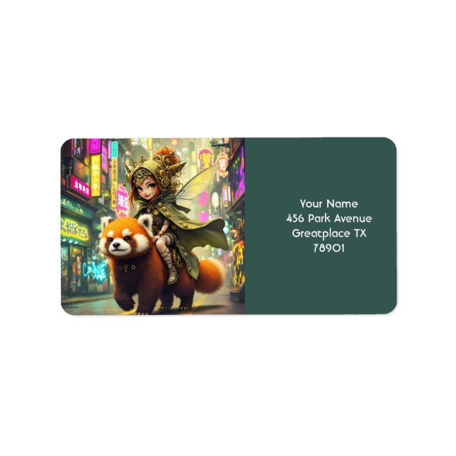 Fantasy Niedlich Wild Panda Ride Adressaufkleber (Vorne)