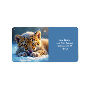 Fantasy Niedlich Winter Baby Leopard Adressaufkleber