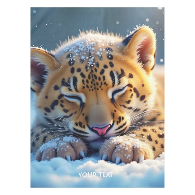 Fantasy Niedlich Winter Baby Leopard Tischdecke (Vorderseite)