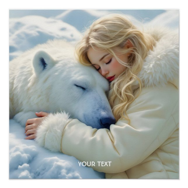 Fantasy Niedlich Winter Bear Girl Poster (Vorderseite)