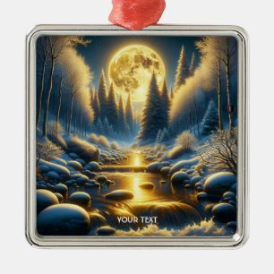 Fantasy Niedlich Winter Moon River Ornament Aus Metall