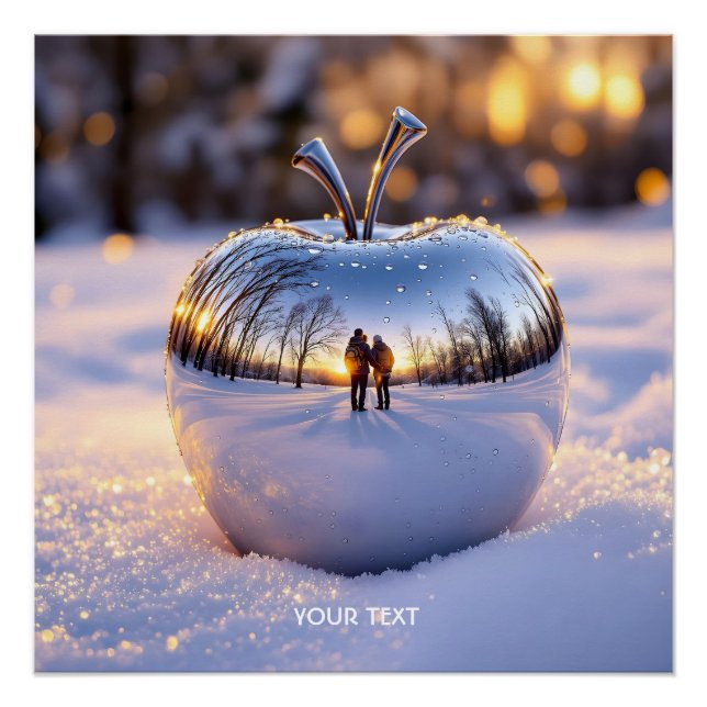 Fantasy Niedlich Winter Snow Apple Poster (Vorderseite)