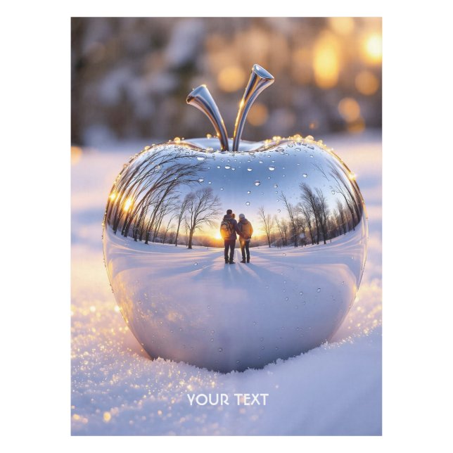 Fantasy Niedlich Winter Snow Apple Tischdecke (Vorderseite)