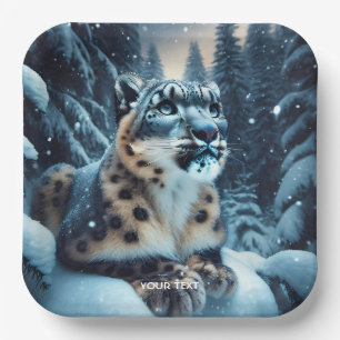 Fantasy Niedlich Winter Snow Leopard Pappteller