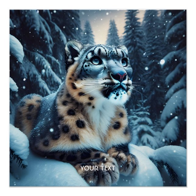 Fantasy Niedlich Winter Snow Leopard Poster (Vorderseite)