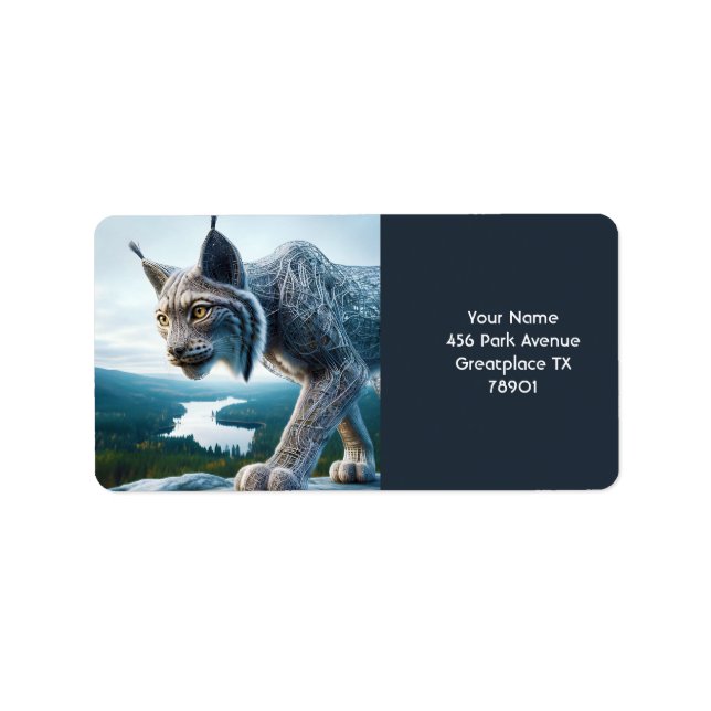Fantasy Niedlich Wired Lynx Forest Adressaufkleber (Vorne)