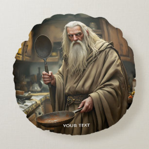 Fantasy Niedlich Wizard Frittierwagen Rundes Kissen