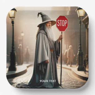 Fantasy Niedlich Wizard Signieren Stopp Pappteller