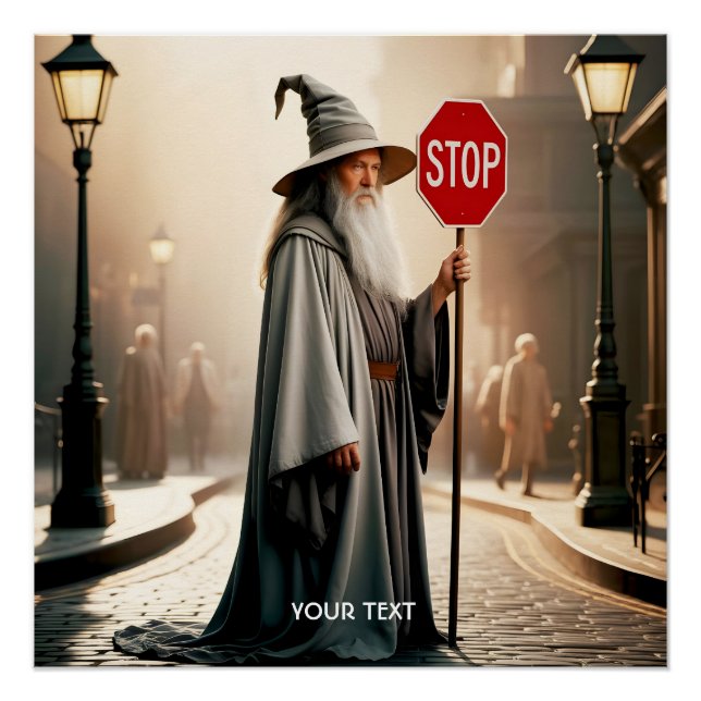 Fantasy Niedlich Wizard Signieren Stopp Poster (Vorderseite)