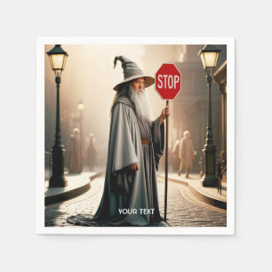 Fantasy Niedlich Wizard Signieren Stopp Serviette