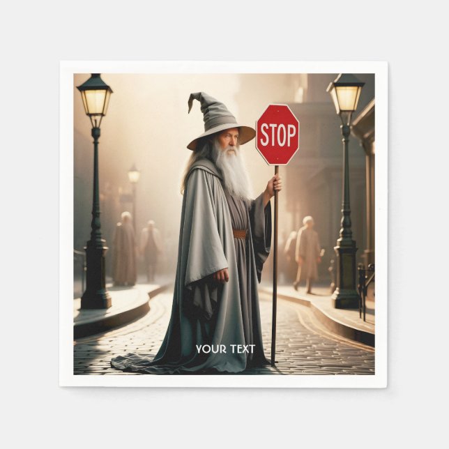 Fantasy Niedlich Wizard Signieren Stopp Serviette (Vorderseite)