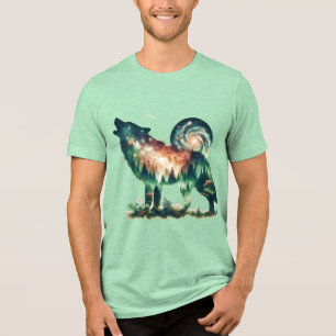 Fantasy Niedlich Wolf Doppelausstellung Tri-Blend Shirt