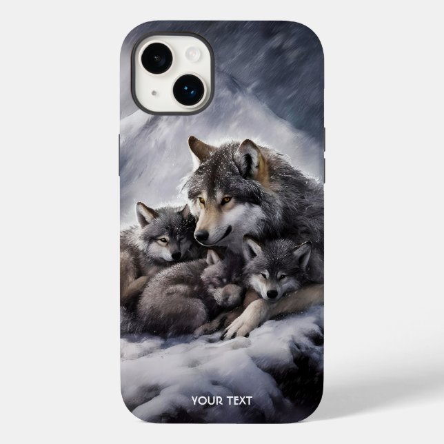 Fantasy Niedlich Wolf Family Winter Case-Mate iPhone Hülle (Rückseite)
