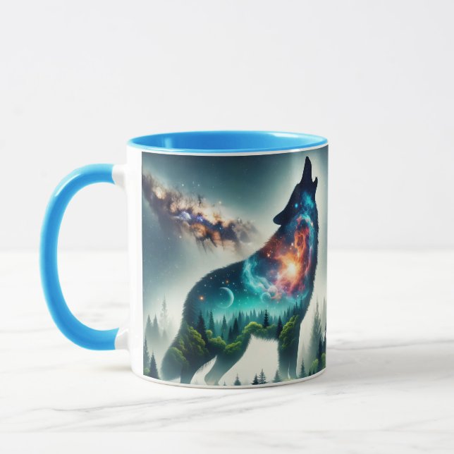 Fantasy Niedlich Wolf Forest Space Tasse (Links)