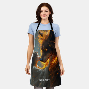 Fantasy Niedlich Wolf Girl Fire Schürze