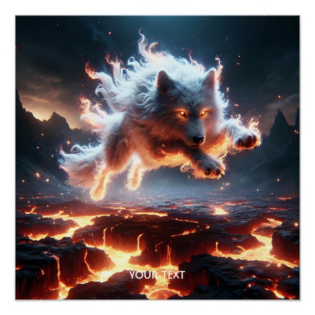 Fantasy Niedlich Wolf Lava Fire Poster (Vorderseite)