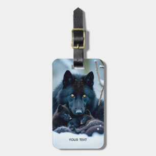 Fantasy Niedlich Wolf Two Pups Gepäckanhänger