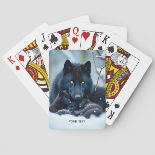Fantasy Niedlich Wolf Two Pups Spielkarten