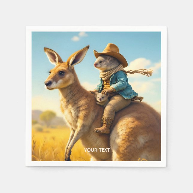 Fantasy Niedlich Wombat Kangaroo Koala Serviette (Vorderseite)