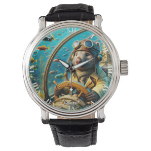 Fantasy Niedlich Wombat Pilot unter Wasser Armbanduhr