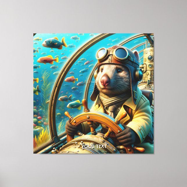 Fantasy Niedlich Wombat Pilot unter Wasser Leinwanddruck (Vorderseite)