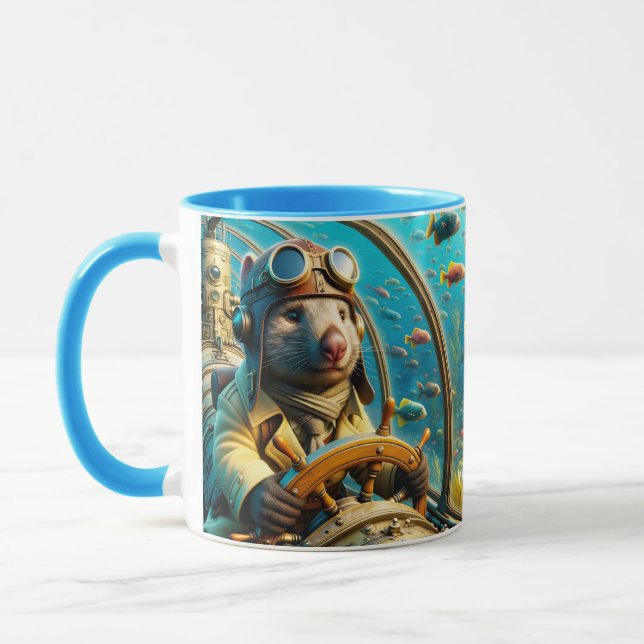 Fantasy Niedlich Wombat Pilot unter Wasser Tasse (Links)