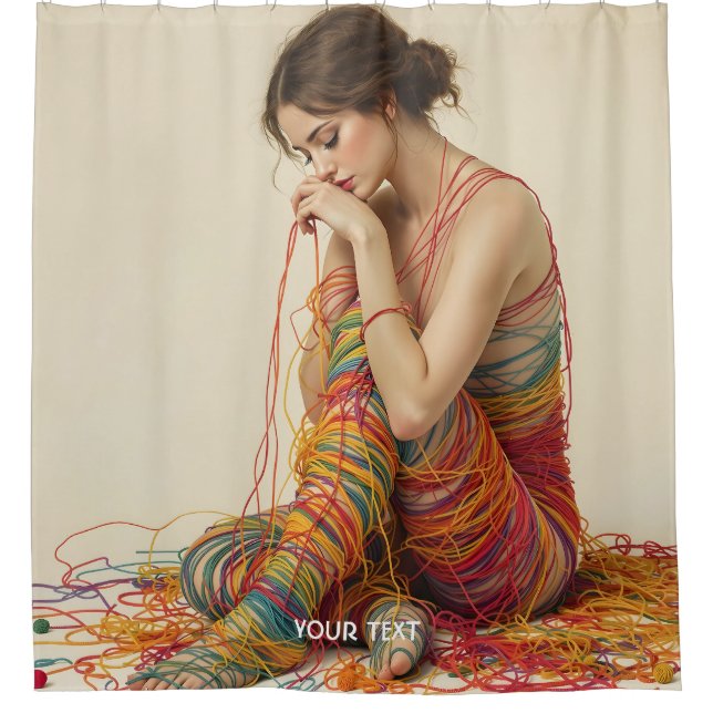 Fantasy Niedlich Woven Wrapped Yarn Duschvorhang (Vorderseite)