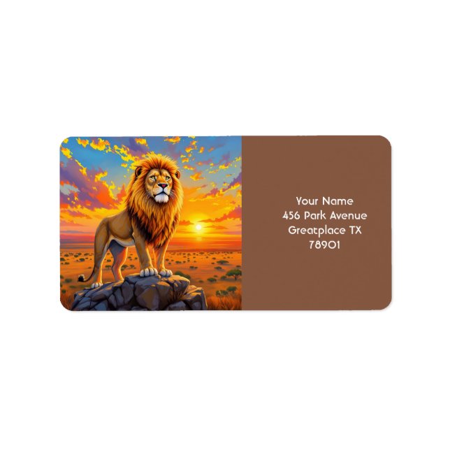 Fantasy Niedlich Wüste Rock Lion Adressaufkleber (Vorne)