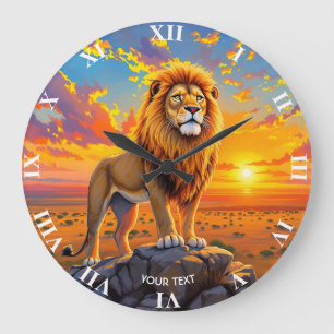Fantasy Niedlich Wüste Rock Lion Große Wanduhr