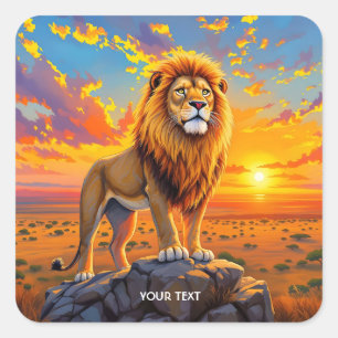 Fantasy Niedlich Wüste Rock Lion Quadratischer Aufkleber