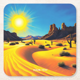 Fantasy Niedlich Wüste Sands Rocks Rechteckiger Pappuntersetzer