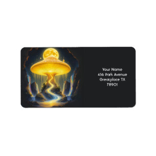 Fantasy Niedlich Yellow Ancient Mushroom Adressaufkleber