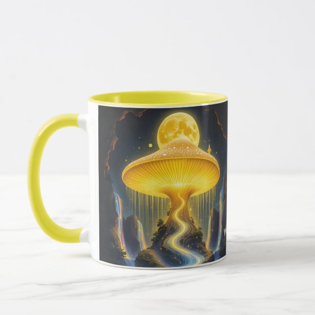 Fantasy Niedlich Yellow Ancient Mushroom Tasse (Links)