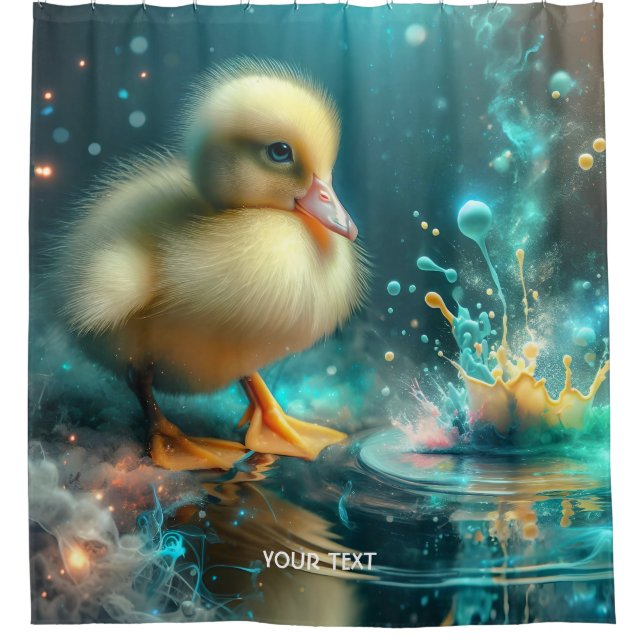 Fantasy Niedlich Yellow Duck Cub Duschvorhang (Vorderseite)