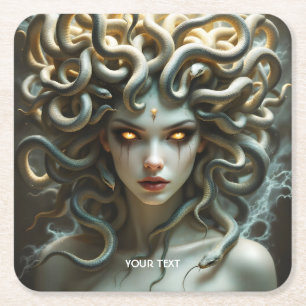 Fantasy Niedlich Yellow Eyes Schlangen Rechteckiger Pappuntersetzer