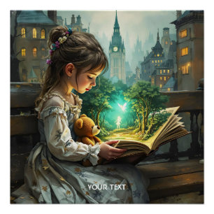 Fantasy Niedlich Young Girl Reading Poster