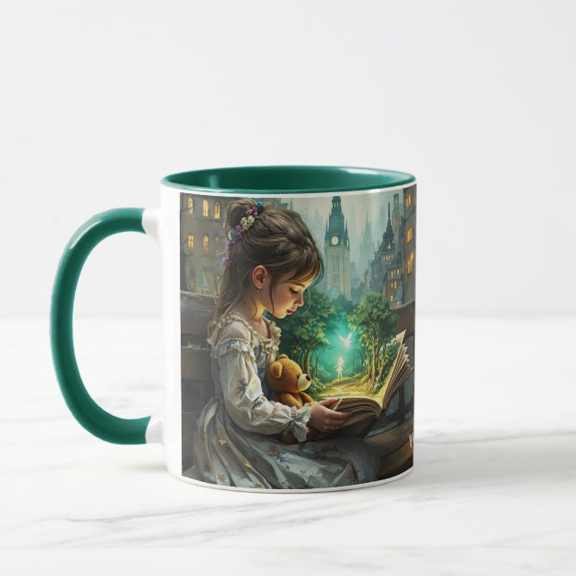 Fantasy Niedlich Young Girl Reading Tasse (Links)