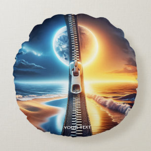 Fantasy Niedlich Zipper Night Day Rundes Kissen