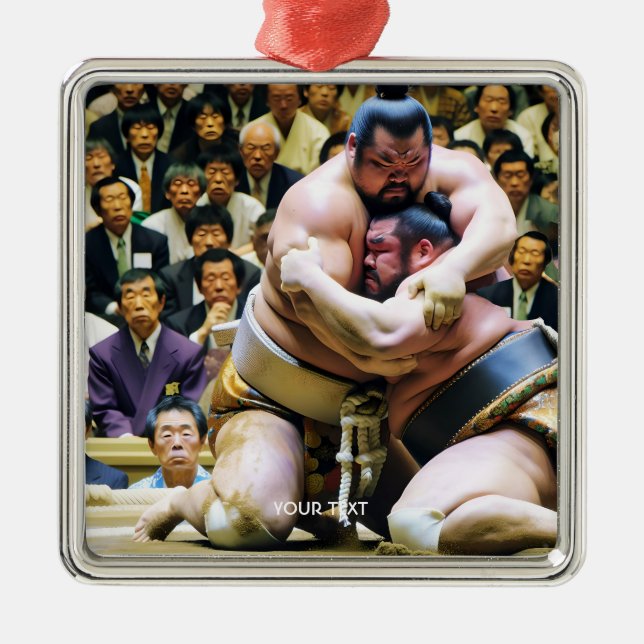 Fantasy Niedlich zwei Sumo Wrestlers Ornament Aus Metall (Vorne)