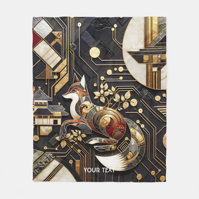 Fantasy Niedliche Abstrakt Fox Art Fleecedecke (Vorderseite)