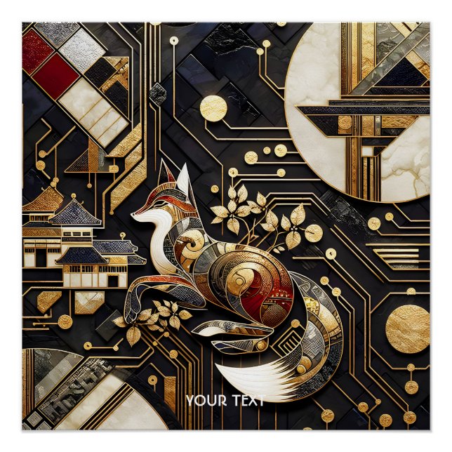 Fantasy Niedliche Abstrakt Fox Art Poster (Vorderseite)