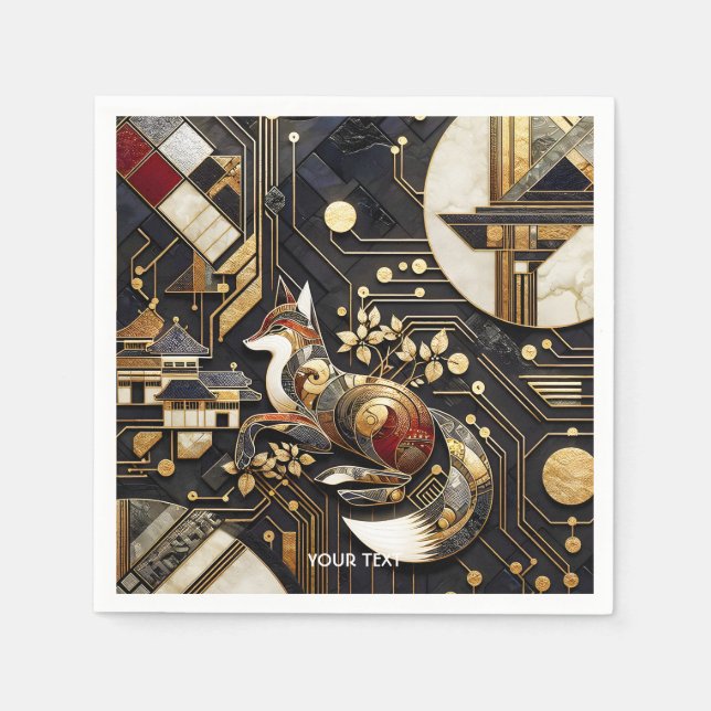 Fantasy Niedliche Abstrakt Fox Art Serviette (Vorderseite)