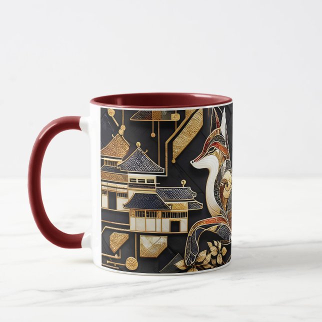Fantasy Niedliche Abstrakt Fox Art Tasse (Links)