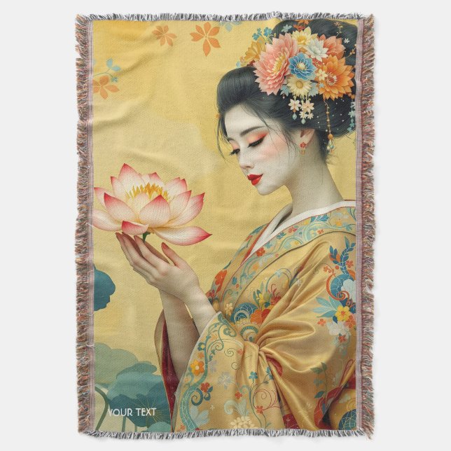 Fantasy Niedliche Blume Japanisches Mädchen Decke (Vorderseite Vertikal)