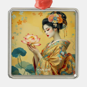 Fantasy Niedliche Blume Japanisches Mädchen Ornament Aus Metall