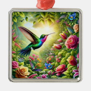 Fantasy Niedliche Blume Rainbow Hummingbird Ornament Aus Metall